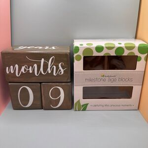 LovelySprouts Solid Wood Baby Milestone Age Blocks Weeks Months Years (Bx 18)